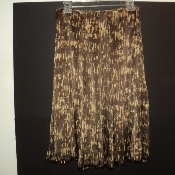 Lafayette 148 Skirt Size 6 Brown Abstract Sequins - Picture 1 of 8